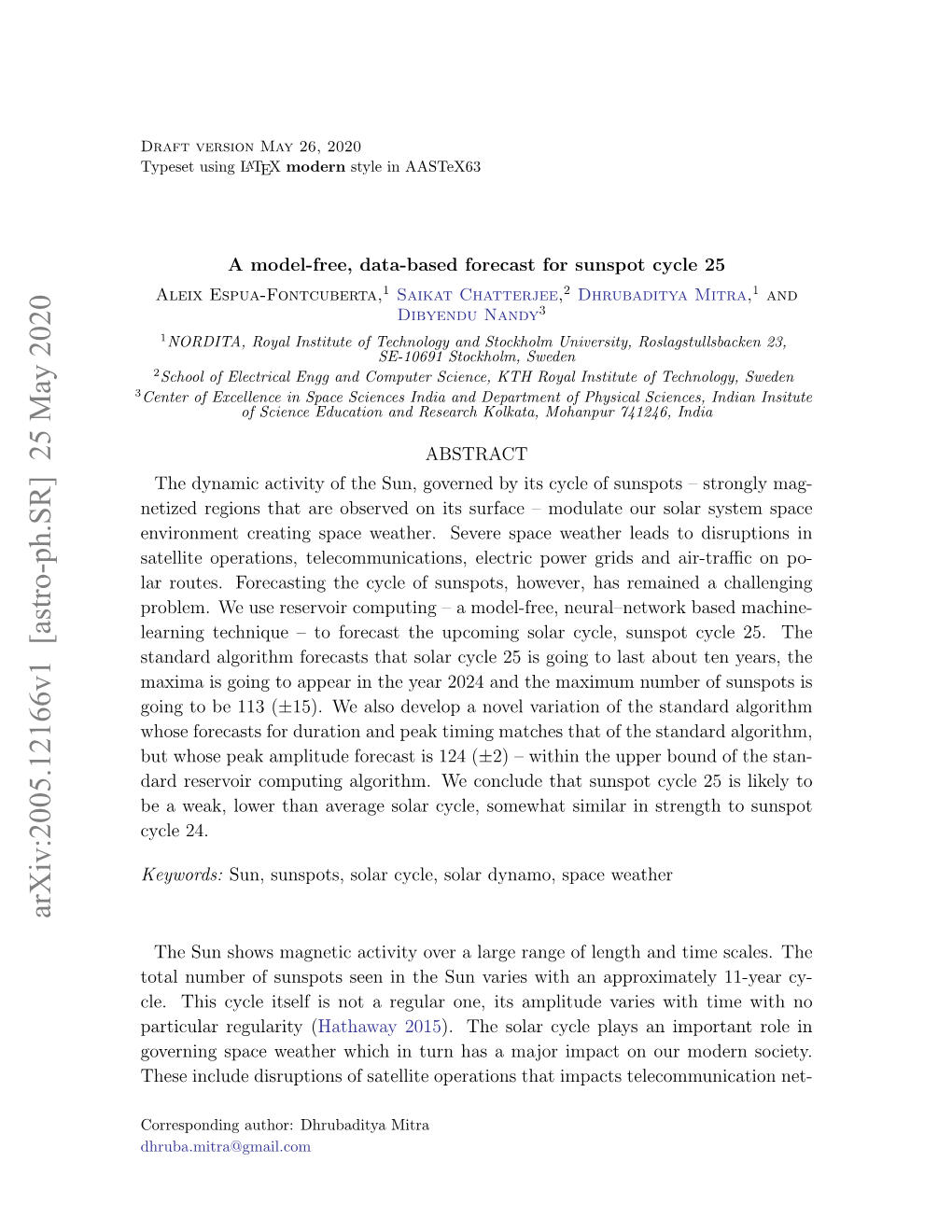 Arxiv:2005.12166V1 [Astro-Ph.SR] 25 May 2020