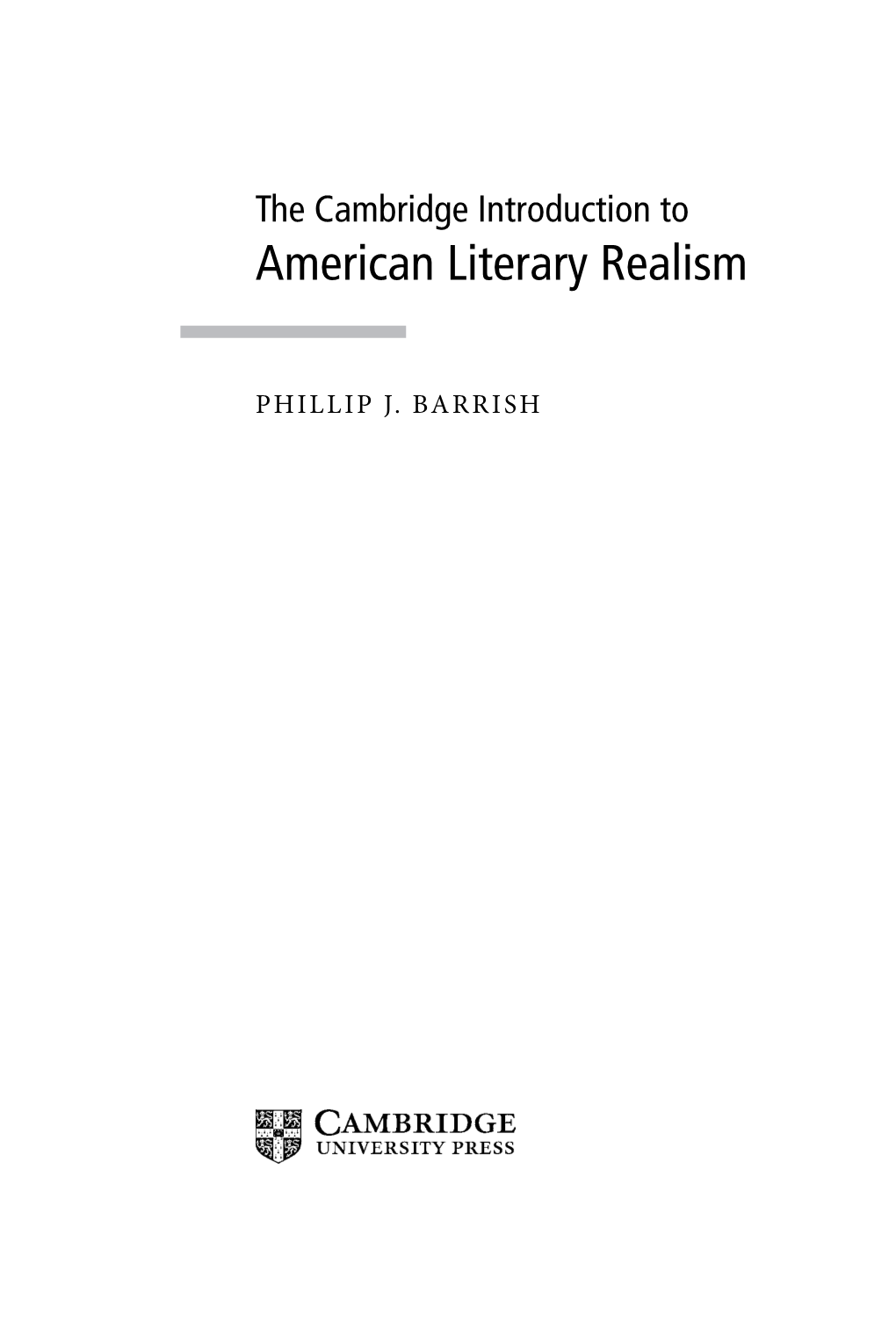 The Cambridge Introduction to American Literary Realism