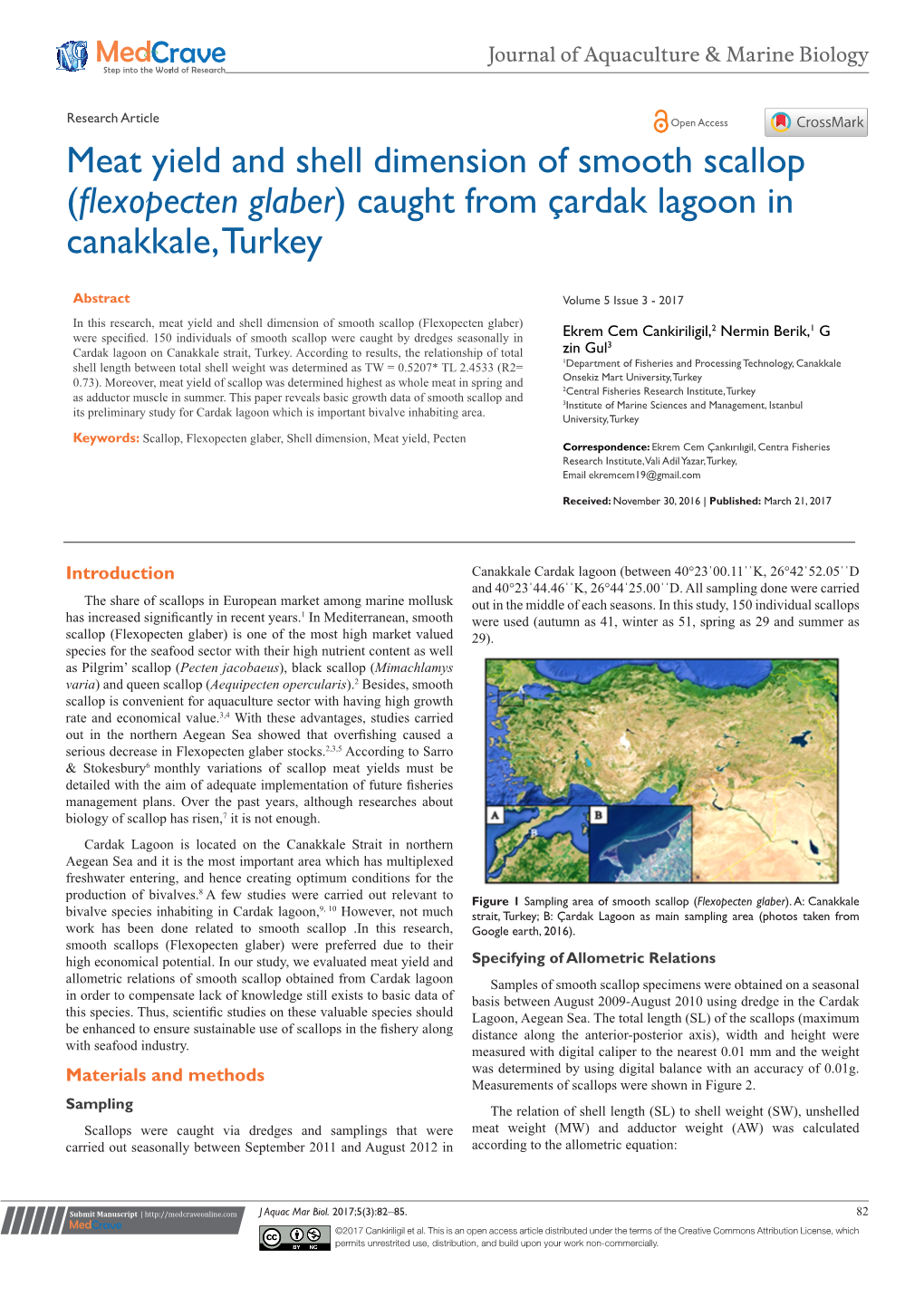 Meat Yield and Shell Dimension of Smooth Scallop (Flexopecten Glaber) Caught from Çardak Lagoon in Canakkale, Turkey