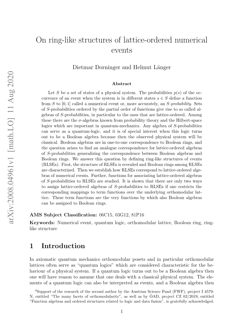 On Ring-Like Structures of Lattice-Ordered Numerical Events