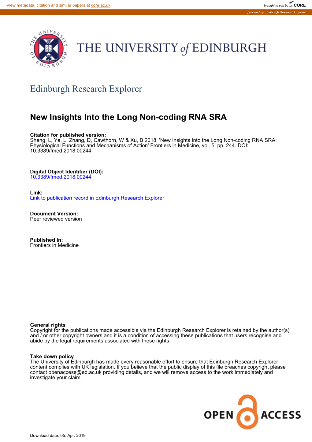 New Insights Into the Long Non-Coding RNA SRA