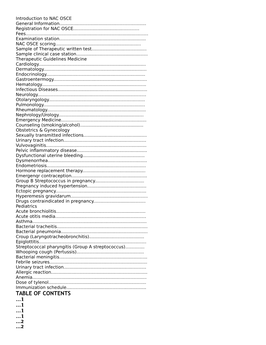 Table of Contents