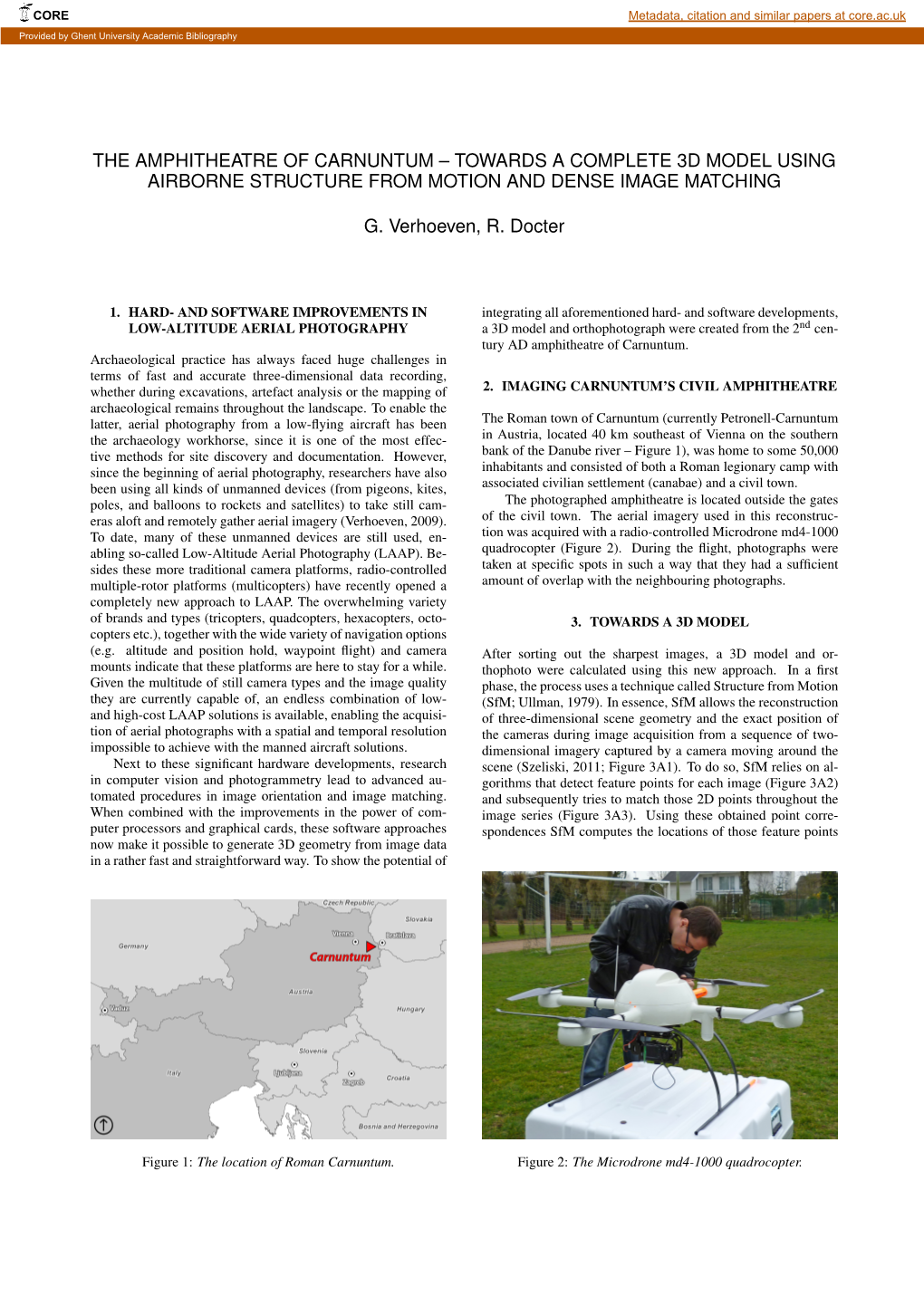 The Amphitheatre of Carnuntum – Towards a Complete 3D Model Using Airborne Structure from Motion and Dense Image Matching