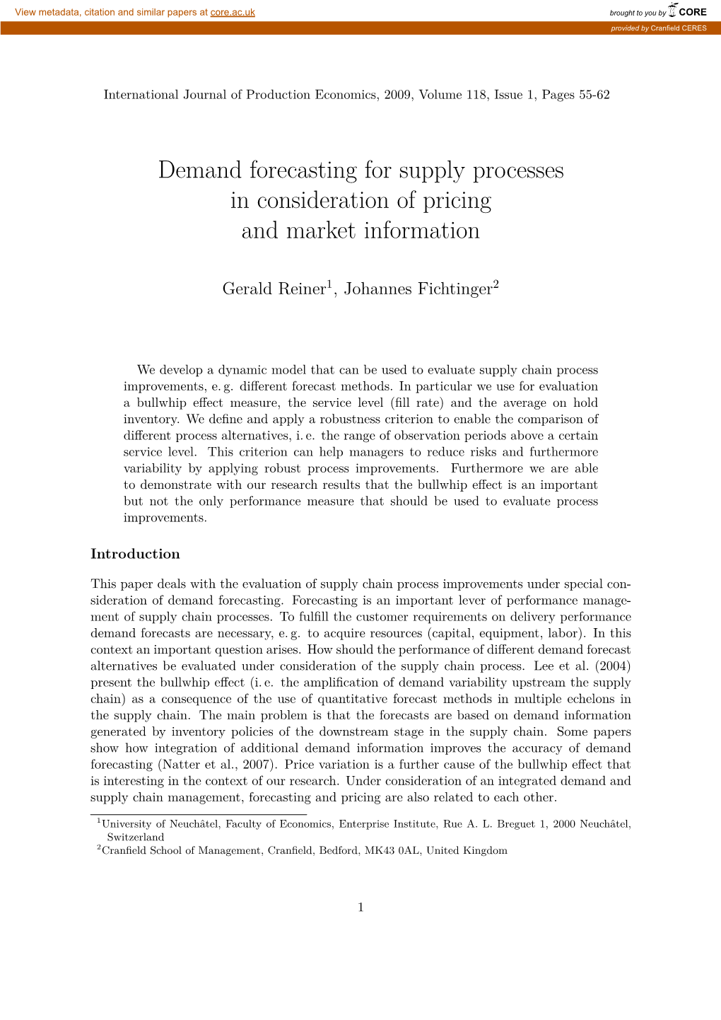 Demand Forecasting for Supply Processes in Consideration of Pricing and Market Information