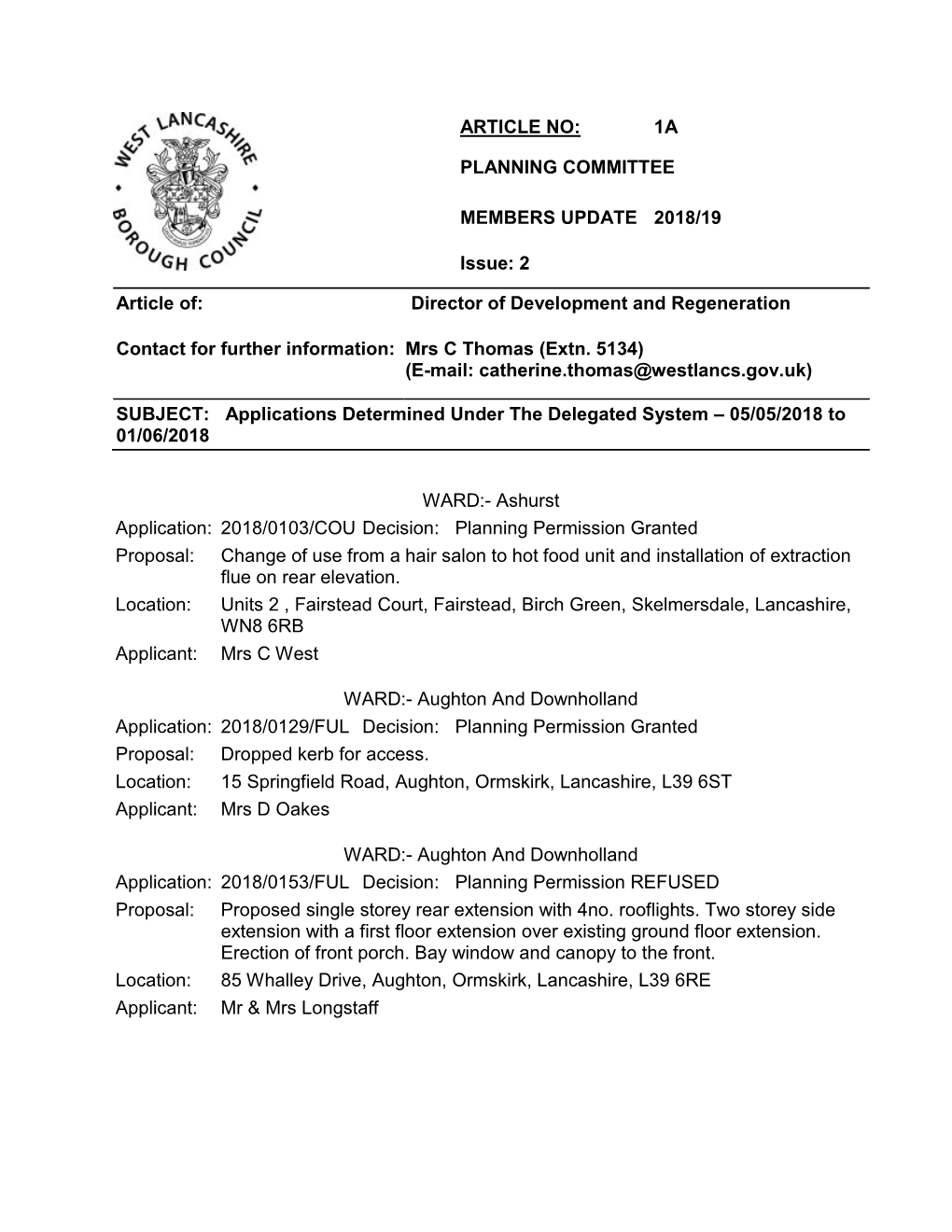 Delegated Decisions June 2018.Pdf