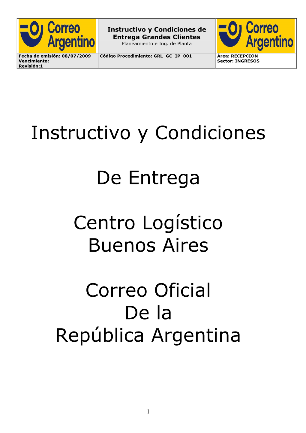 Instructivo Y Condiciones De Entrega Centro