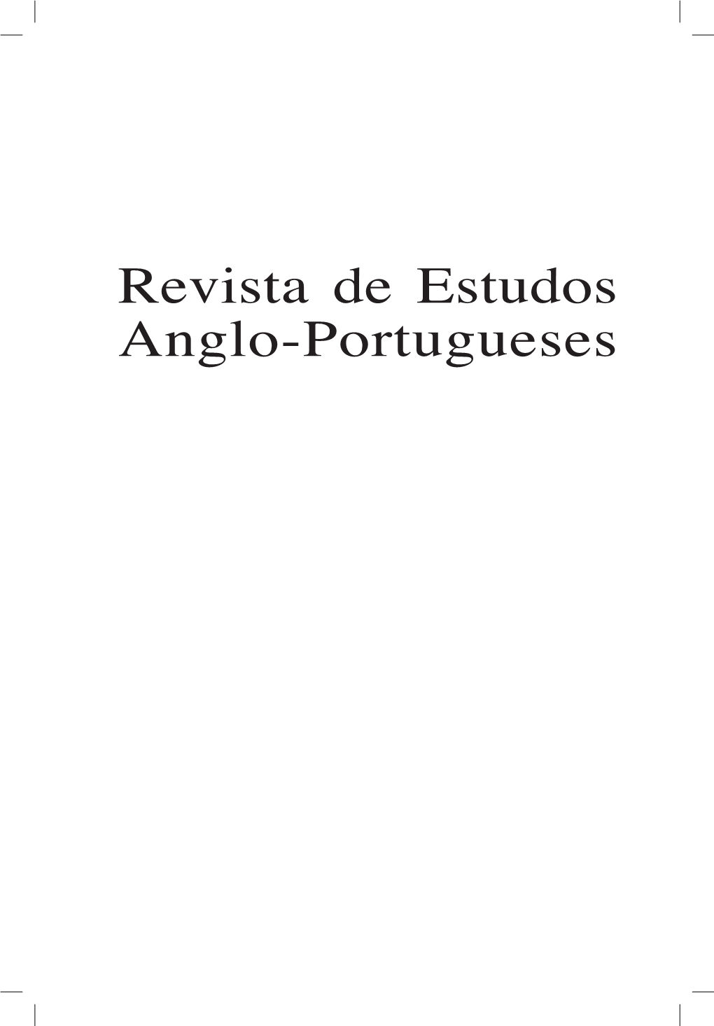 Revista De Estudos Anglo ‑Portugueses