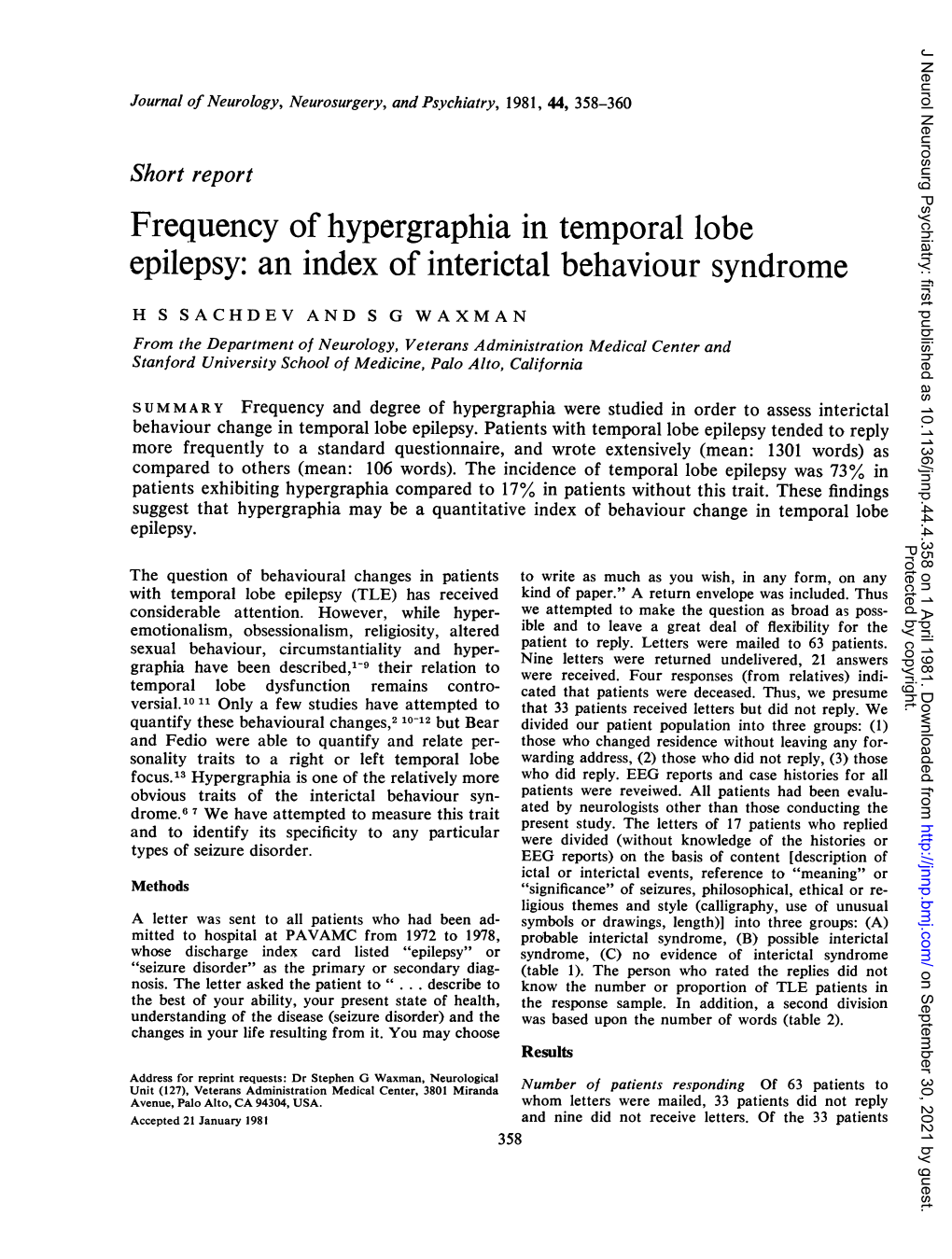 Frequency of Hypergraphia in Temporal Lobe Epilepsy: an Index of Interictal Behaviour Syndrome