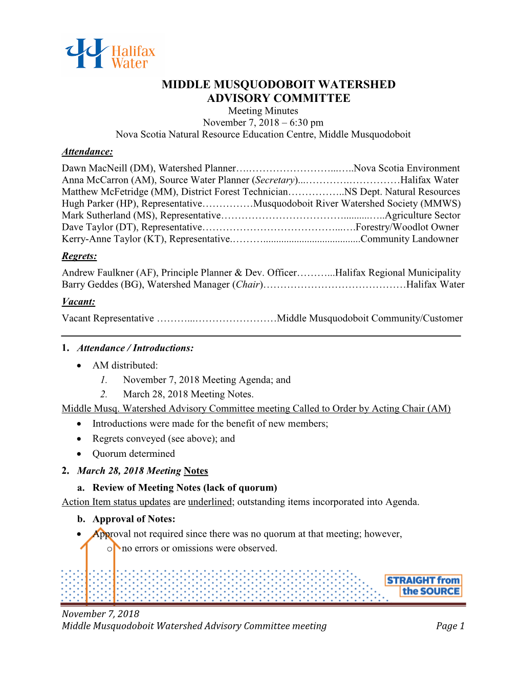 Middle Musquodoboit Water Supply Area Planning