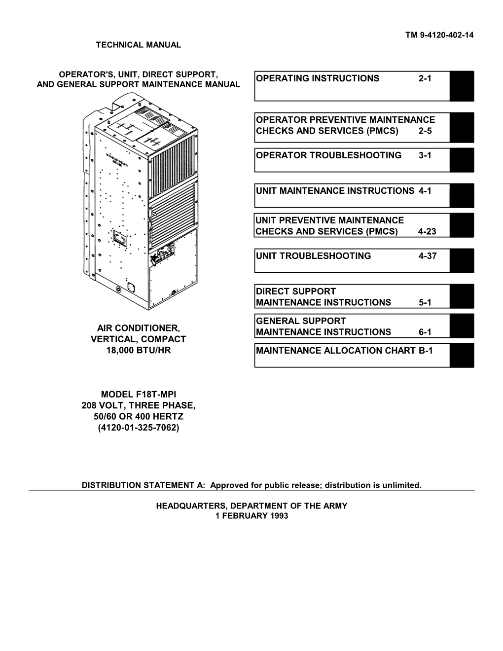 Tm 9-4120-402-14 Technical Manual Operator's, Unit, Direct Support, and General Support Maintenance Manual