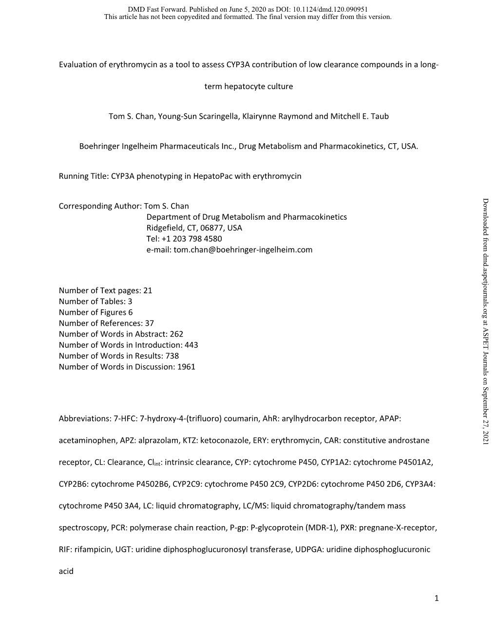 Evaluation of Erythromycin As a Tool to Assess CYP3A Contribution of Low Clearance Compounds in a Long