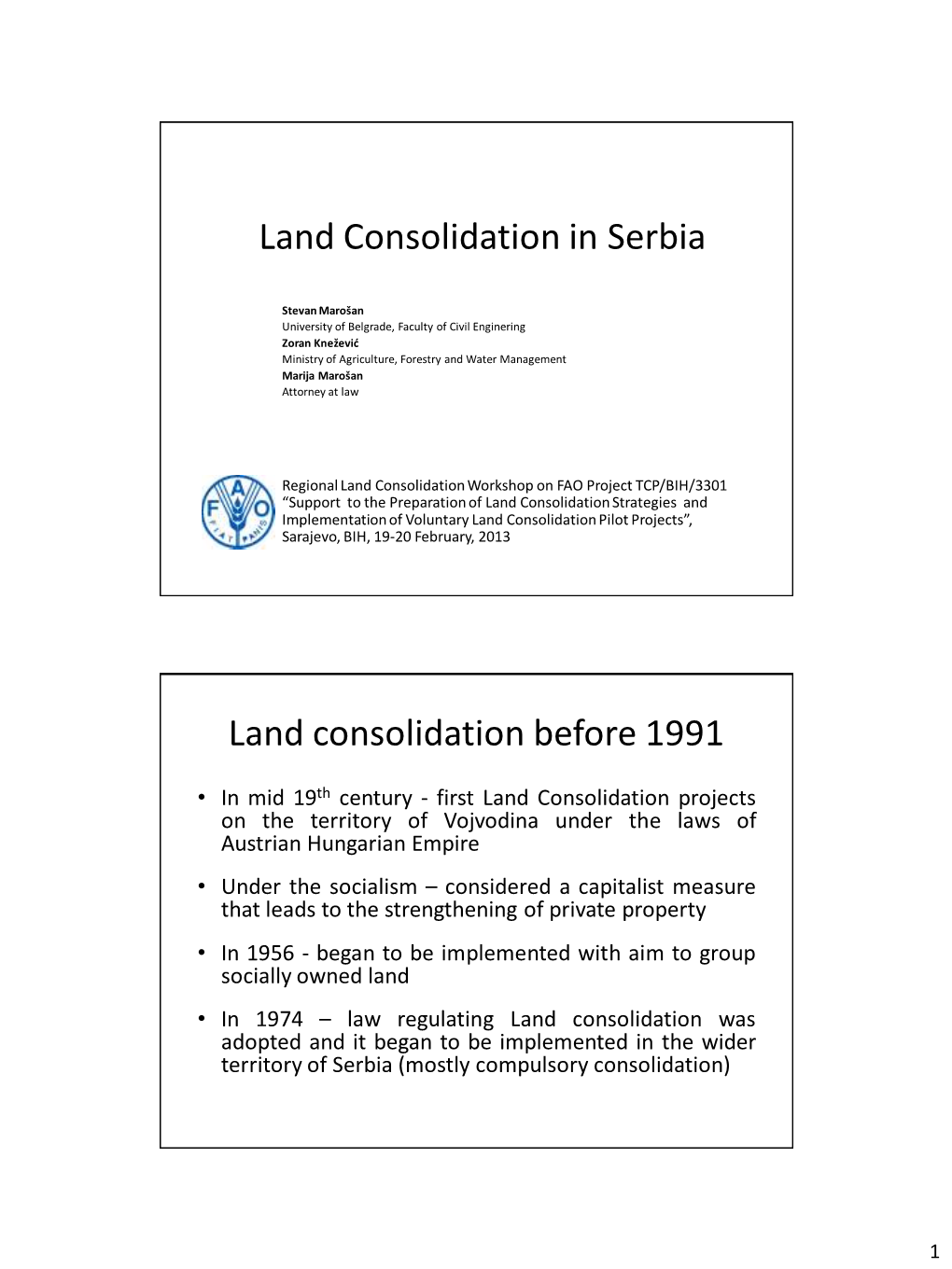 Land Consolidation in Serbia
