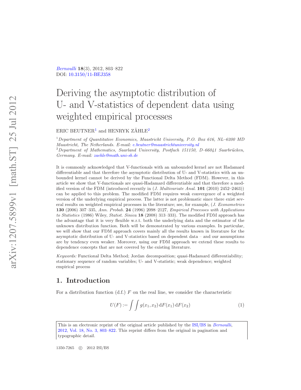 Deriving the Asymptotic Distribution of U- and V-Statistics of Dependent