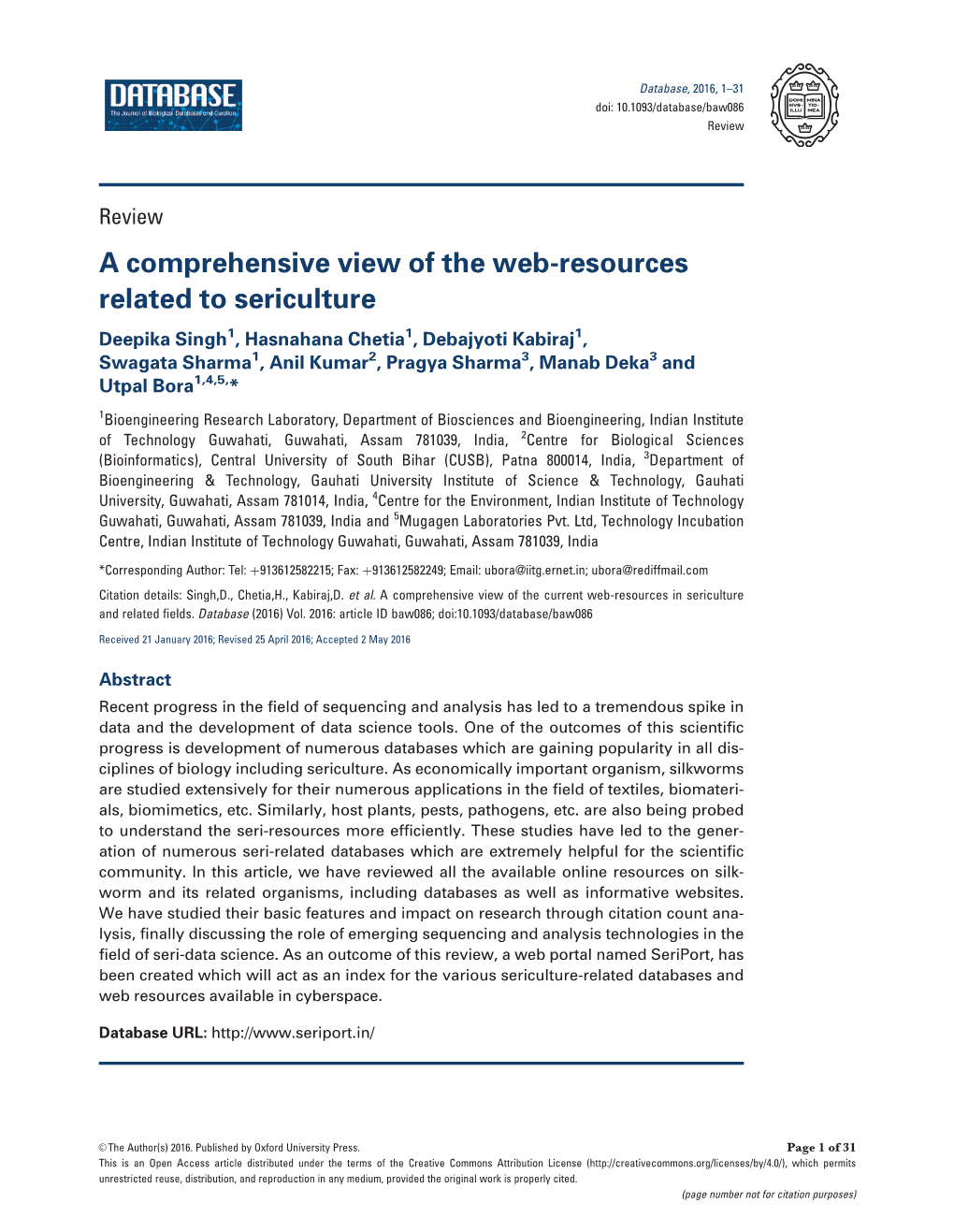 A Comprehensive View of the Web-Resources Related to Sericulture