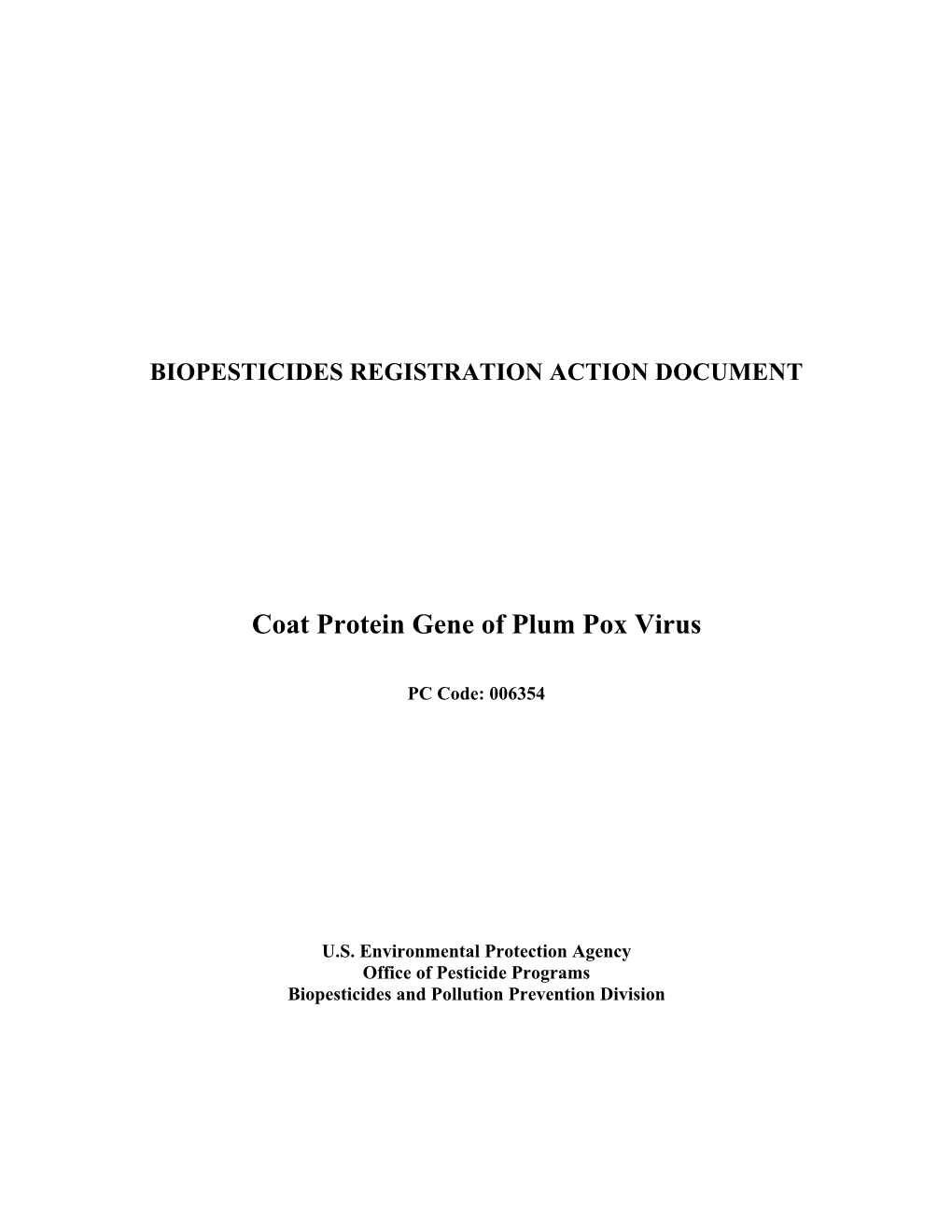 Coat Protein Gene of Plum Pox Virus