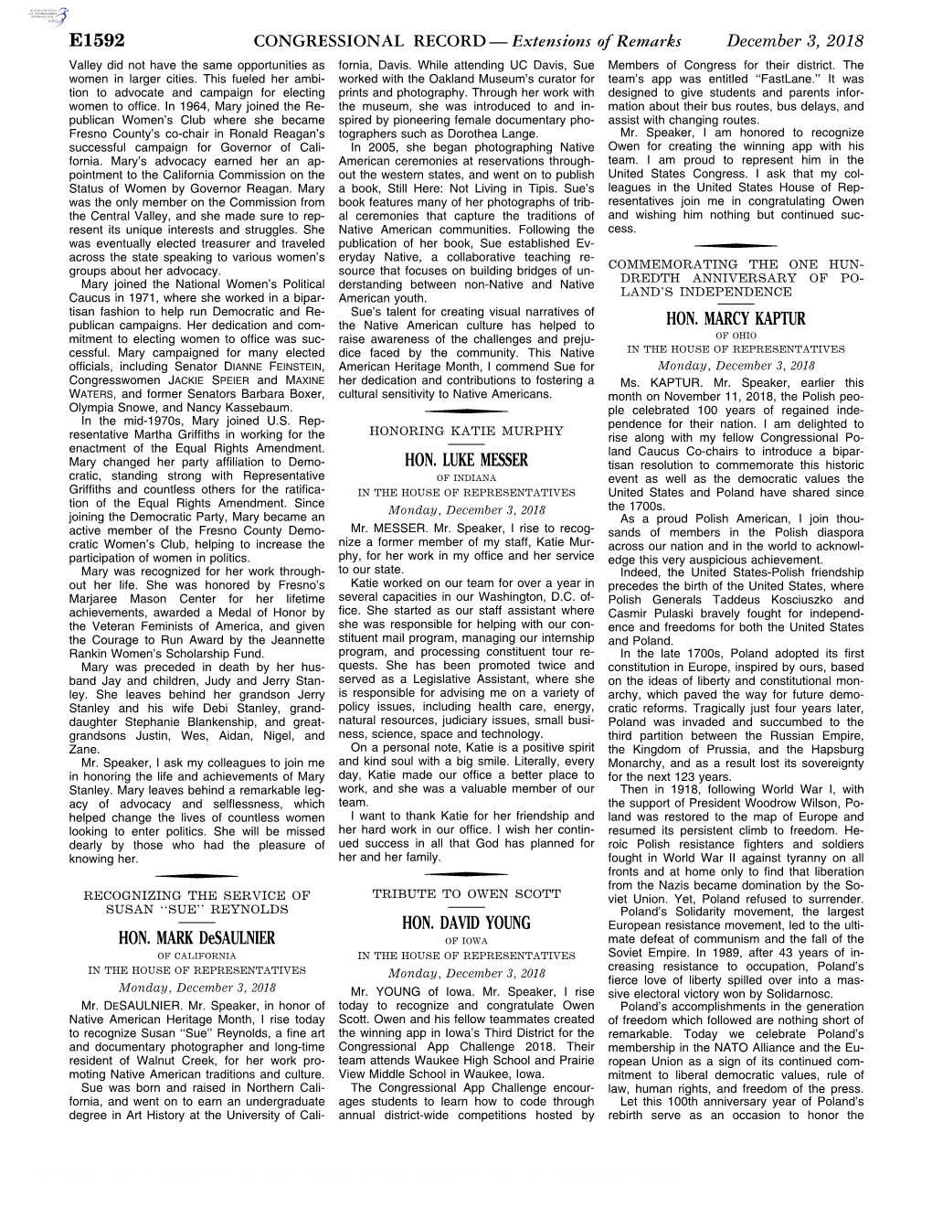 CONGRESSIONAL RECORD— Extensions of Remarks E1592 HON