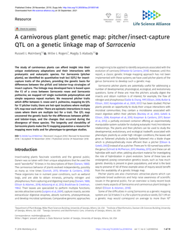 Pitcher/Insect-Capture QTL on a Genetic Linkage Map of Sarracenia