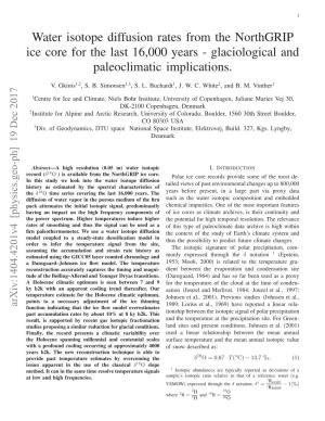 Water Isotope Diffusion Rates from the Northgrip Ice Core for The