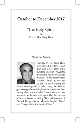 The Holy Spirit” by Rev Dr Tow Siang Hwa