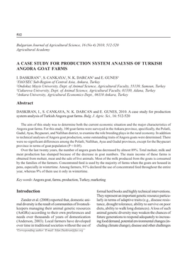 A Case Study for Production System Analysis of Turkish Angora Goat Farms