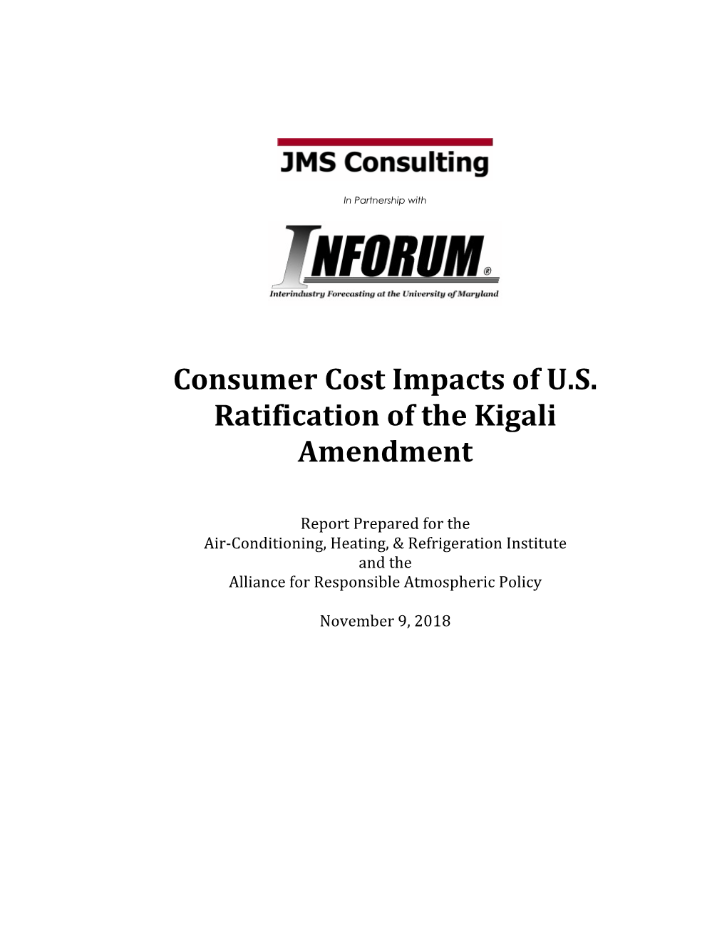 Consumer Cost Impacts of U.S. Ratification of the Kigali Amendment