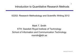 Introduction to Quantitative Research Methods