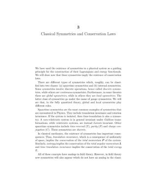 3 Classical Symmetries and Conservation Laws