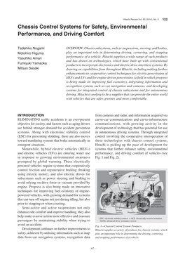 Chassis Control Systems for Safety, Environmental Performance, and Driving Comfort