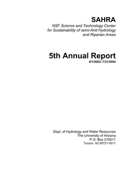 5Th Annual Report 8/1/2003–7/31/2004