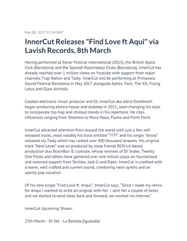 ​Innercut Releases "Find Love Ft Aqui" Via Lavish Records, 8Th March