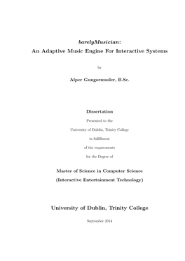 An Adaptive Music Engine for Interactive Systems University of Dublin, Trinity College