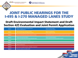495 & I-270 MANAGED LANES STUDY Draft Environmental Impact Statement and Draft Section 4(F) Evaluation and Joint Permit Application