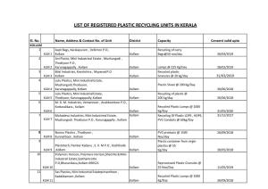 List of Registered Plastic Recycling Units in Kerala