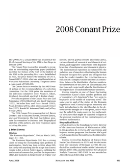 2008 Conant Prize