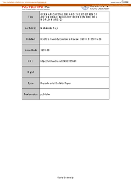 Title GERMAN CAPITALISM and the POSITION OF