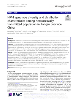 HIV-1 Genotype Diversity and Distribution Characteristics Among