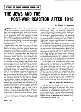 The Jews and the Post-War Reaction After 1918