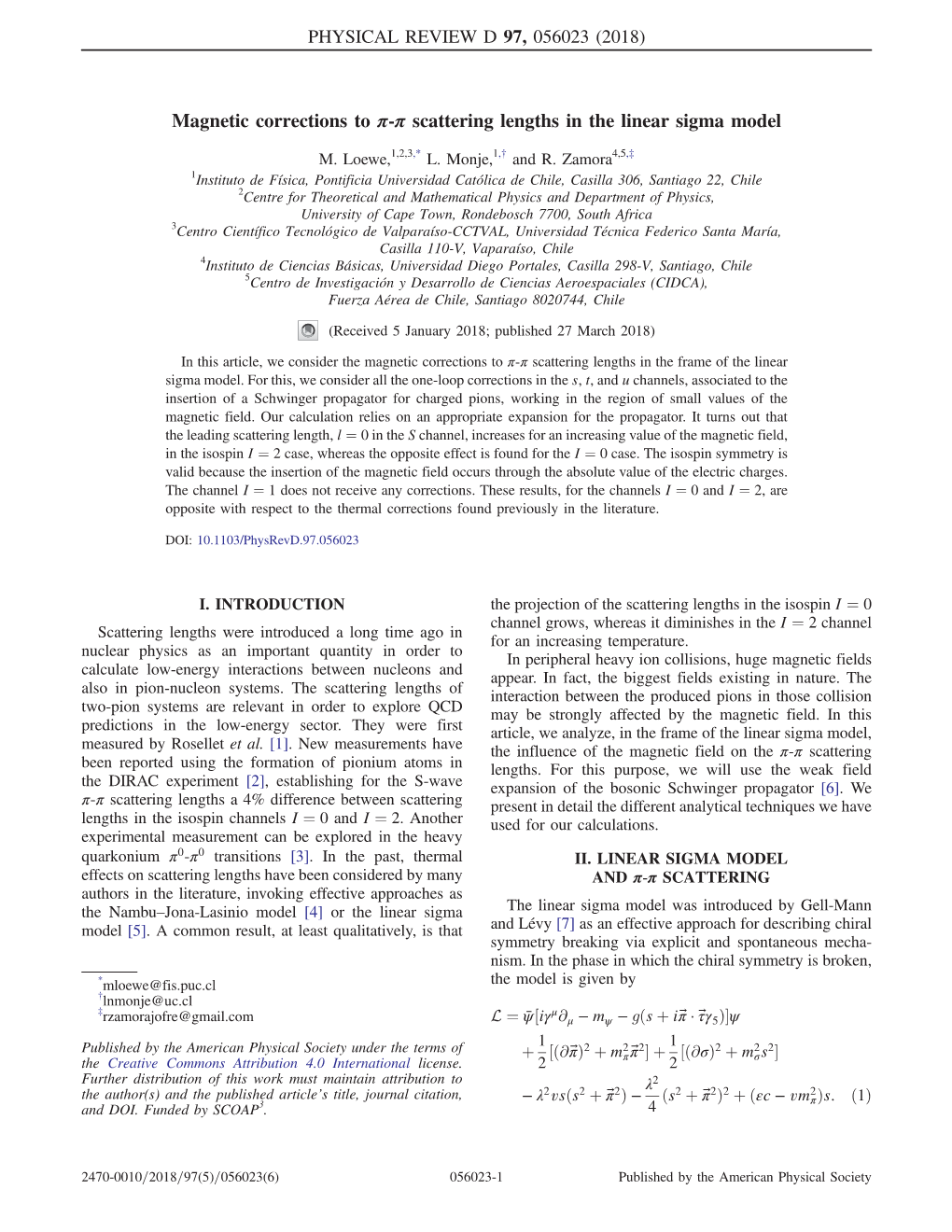 Magnetic Corrections to Π-Π Scattering Lengths in the Linear Sigma Model