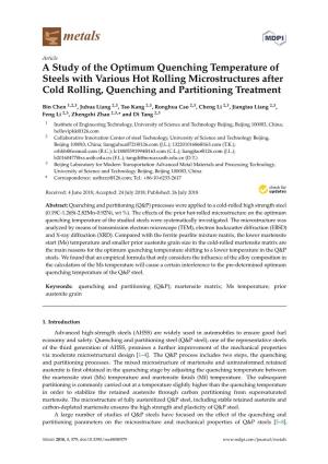 A Study of the Optimum Quenching Temperature of Steels with Various Hot Rolling Microstructures After Cold Rolling, Quenching and Partitioning Treatment