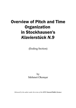 Overview of Pitch and Time Organization in Stockhausen's Klavierstück N.9