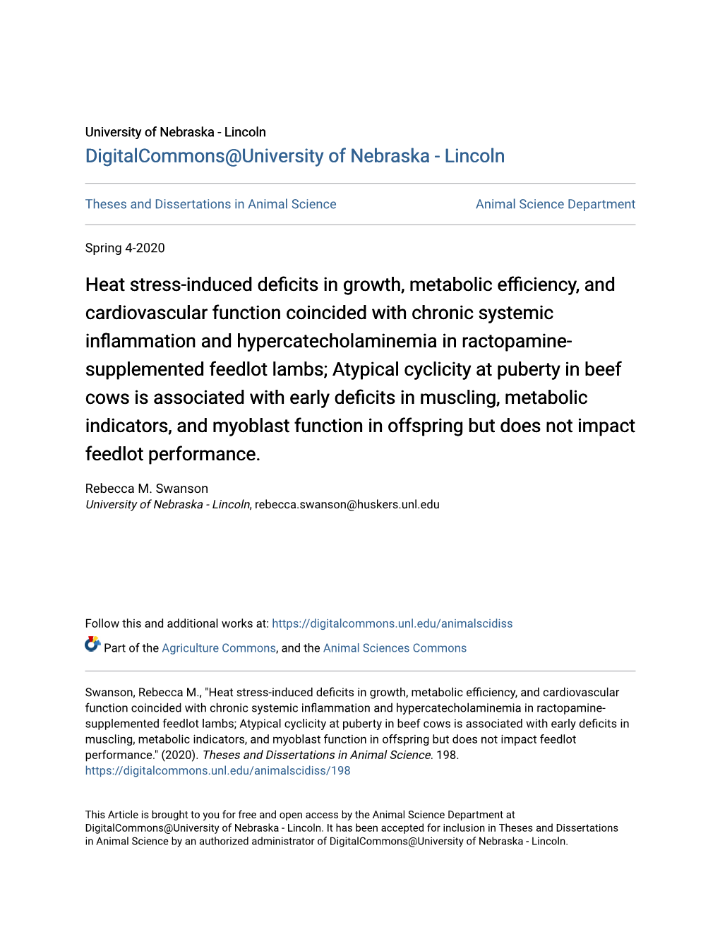 Heat Stress-Induced Deficits in Growth, Metabolic Efficiency, And