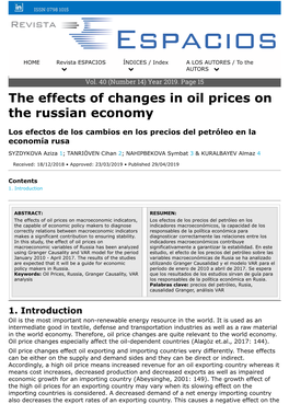 The Effects of Changes in Oil Prices on the Russian Economy