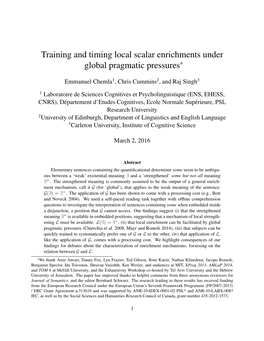 PDF Training and Timing Local Scalar Enrichments Under Global