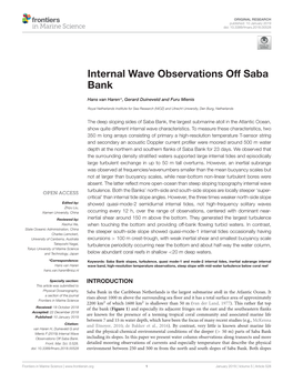 Internal Wave Observations Off Saba Bank