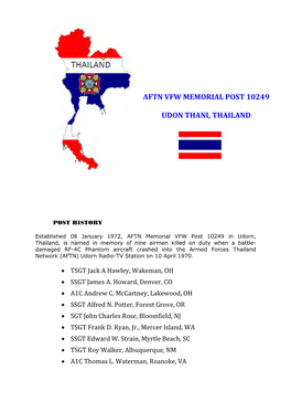 Aftn Vfw Memorial Post 10249 Udon Thani, Thailand