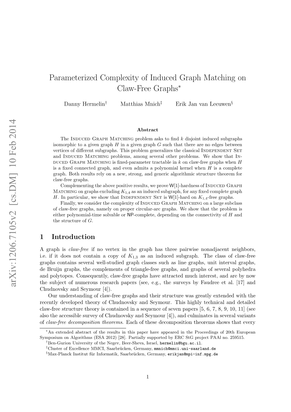 Parameterized Complexity of Induced Graph Matching on Claw-Free Graphs