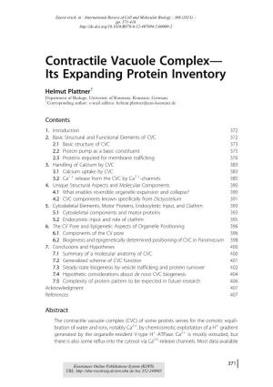 Contractile Vacuole Complex— Its Expanding Protein Inventory