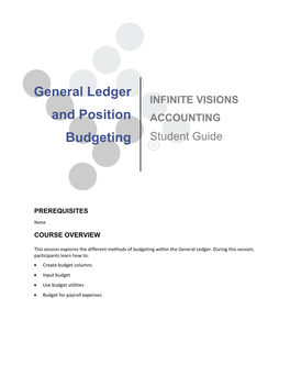 General Ledger and Position Budgeting