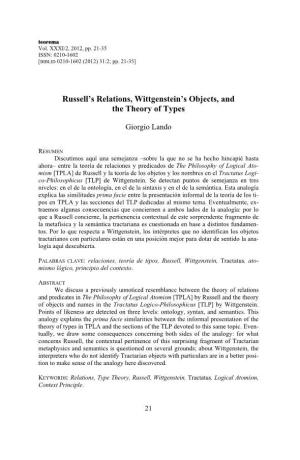 Russell's Relations, Wittgenstein's Objects, and the Theory of Types