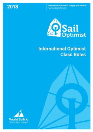 International Optimist Class Rules CONTENTS